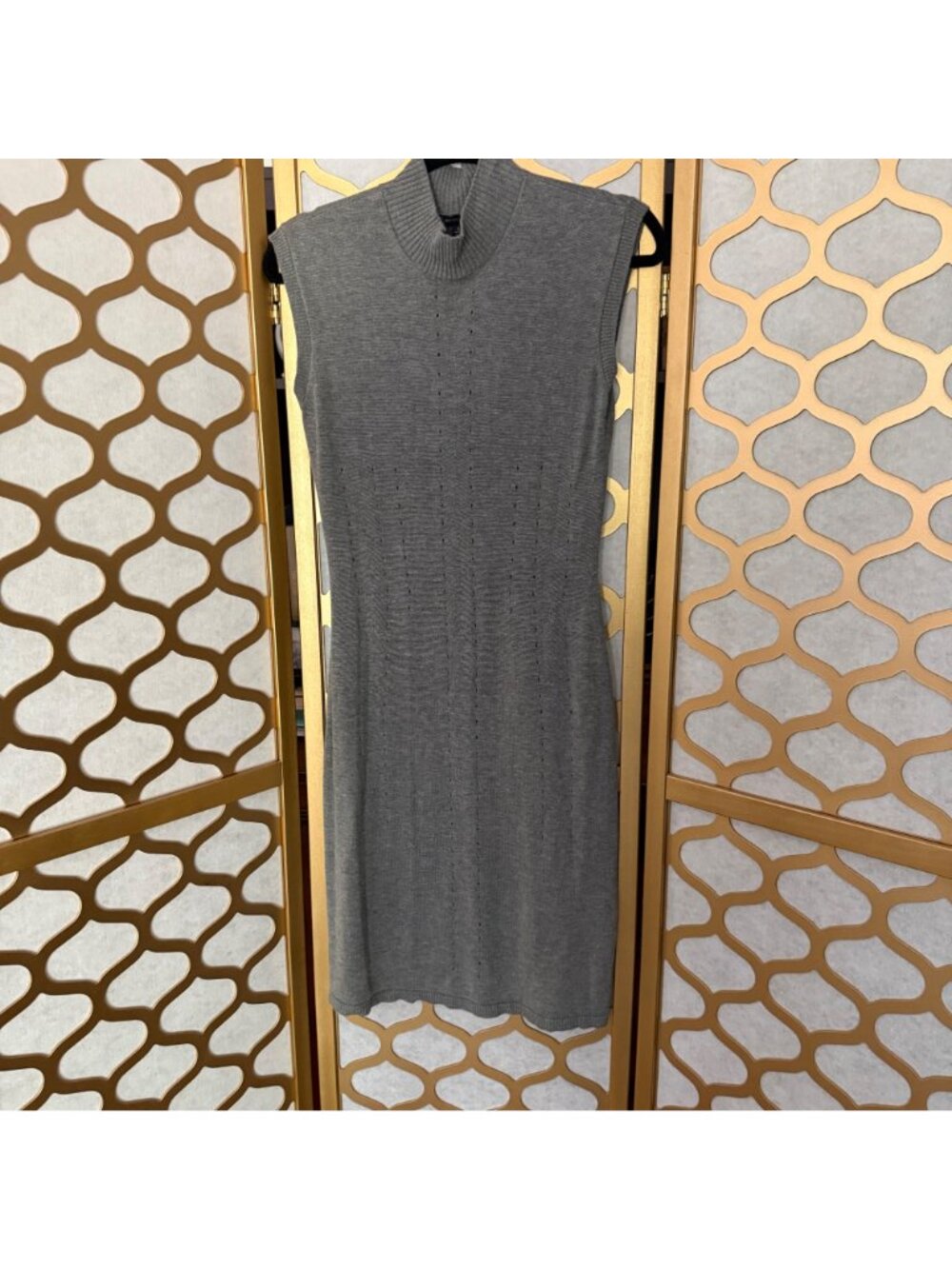 Brooks Brothers Size S Gray Wool Blend Sleeveless Mock Neck Sweater Dress - Picture 7 of 16